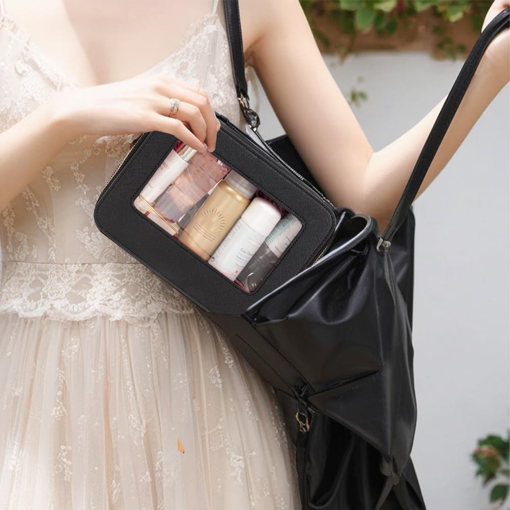 Transparente Make-up-Tasche, klein, Mini-Reise-Kosmetiktasche, transparent, TSA-geprüft, Kulturbeutel mit Reißverschluss, tragbare Make-up-Tasche für Geldbörse, Reisen, Auto, Essentials