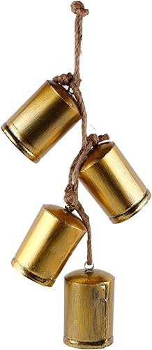 4 campanas de vaca rústicas gigantes de 4 pulgadas, campanas de granero, campanas de vaca vintage en cuerda, campanas de vaca armonía, campanas