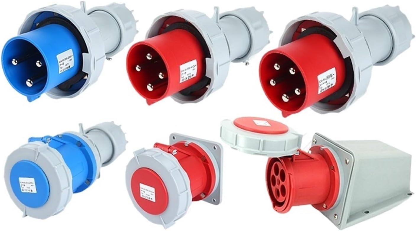 IP67 Industrial Plug and Socket Connector Three-Phase 3-core 4P5 Hole 63A/125A Waterproof Non-Explosion-Proof(3p63a Ip67 Plug Gp 1571)