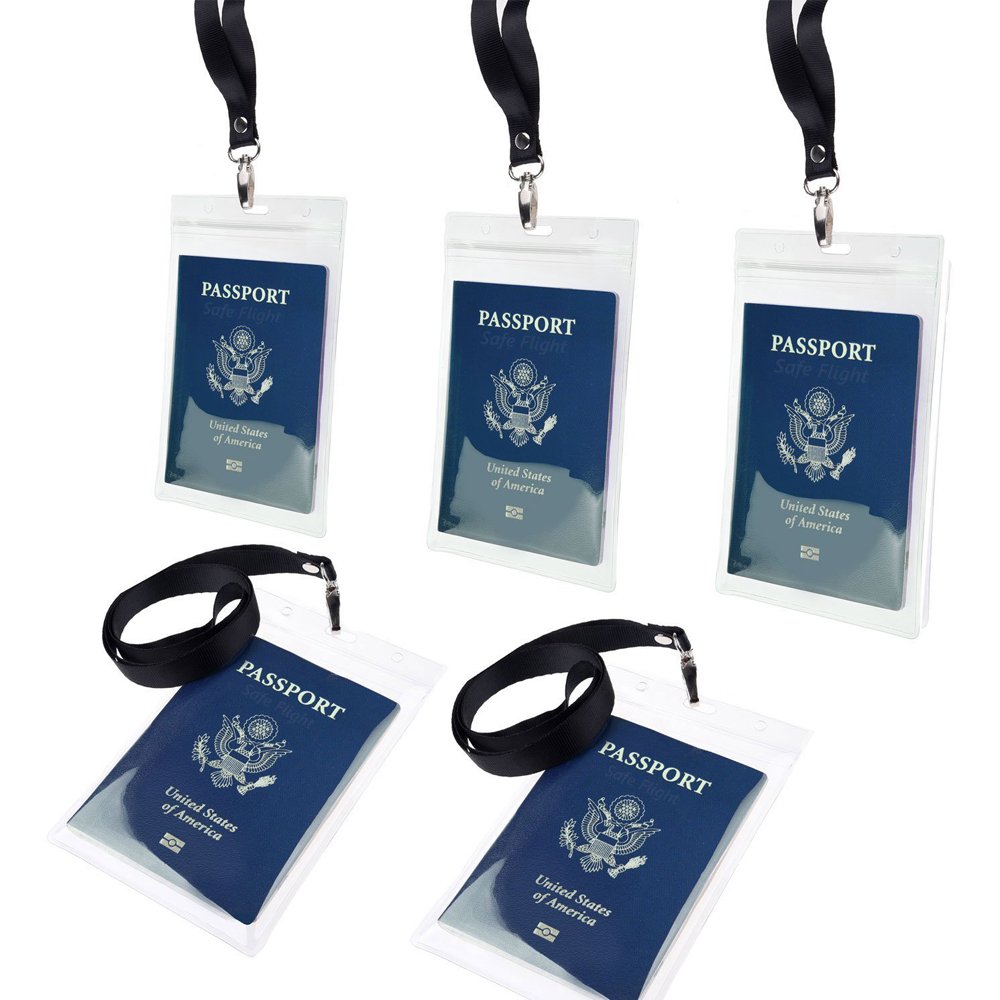 Lot De 2 Porte-badges Transparents Avec Cordons – Passeport ID, Gris/noir