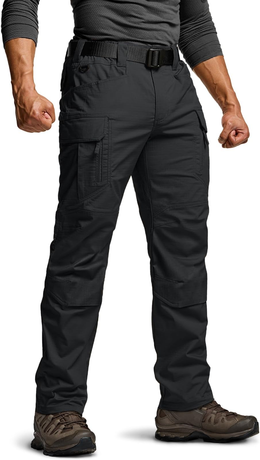 Men's Flex Stretch Tactical Pants, Water Resistant Ripstop Cargo Pants, Lightweight EDC Outdoor Work Hiking Pants