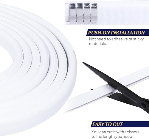 Miniatura 4 de Borde blanco de goma con canal en U con metal de 12 x 38 pulgadas, para espacio de 364 a 14 pulgadas, tira de sellado de borde de puerta de