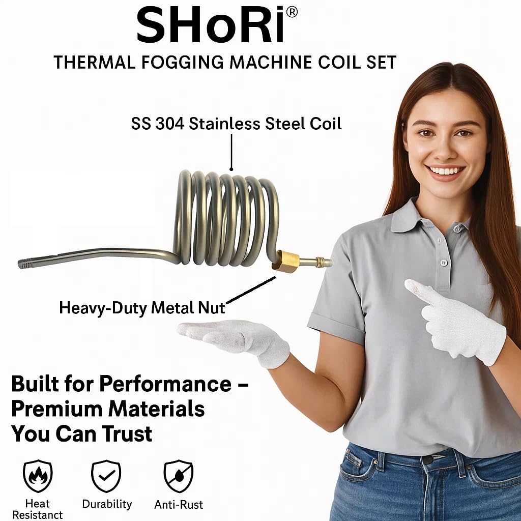 SHoRI SS 304 Fogging Machine Coil Set with Nut & Brass | High Heat Resistant Coil for Mini Thermal Fogger | Compatible with All Mini Gas Fogging Machines | Heavy Duty Use - Image 3 thumbnail