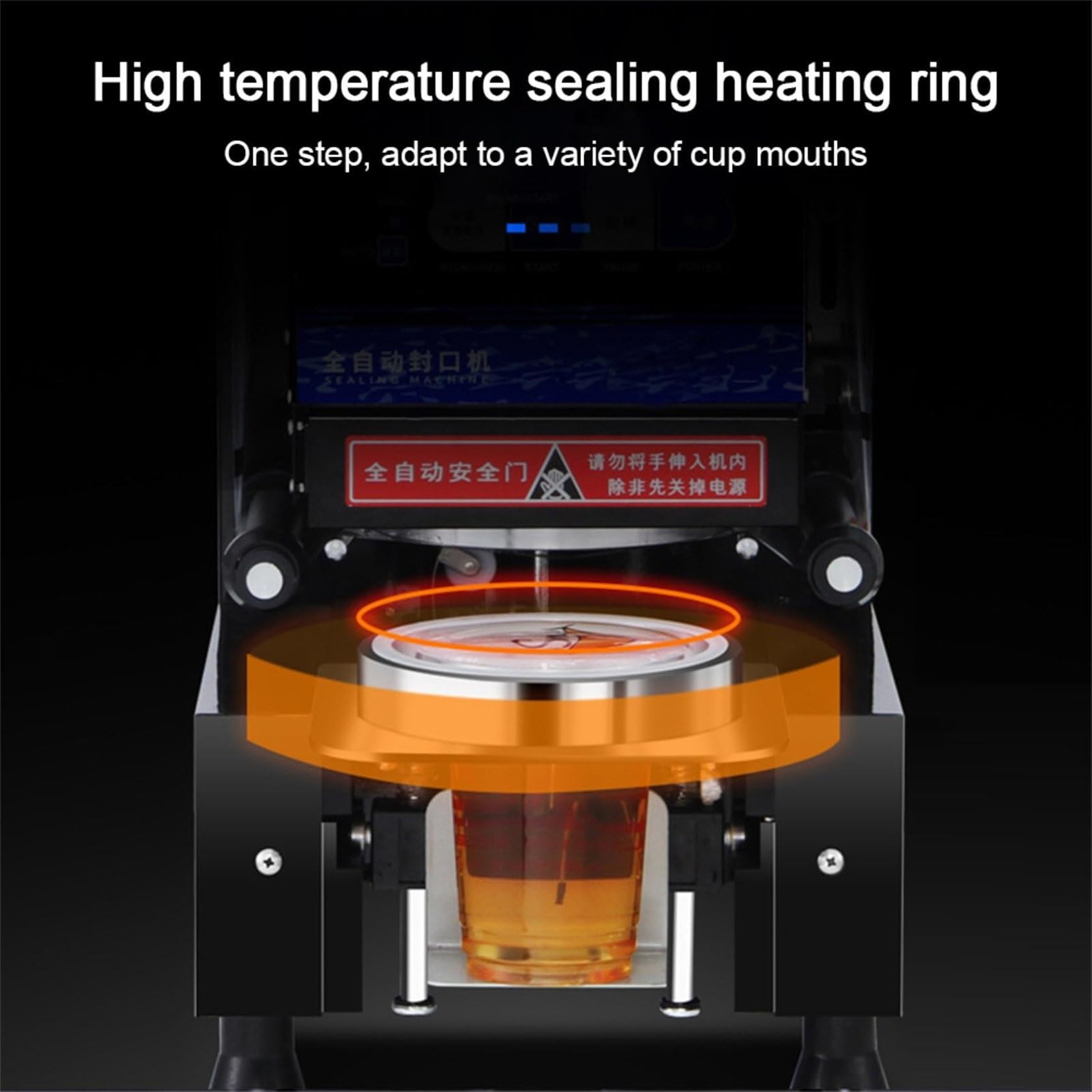 Sellador al vacío totalmente automático de 480 W, sellador de sobremesa/sellador de vasos de plástico, máquina de té con burbujas, 500-650 tazas/h para sellador de batidos de café, té con leche con