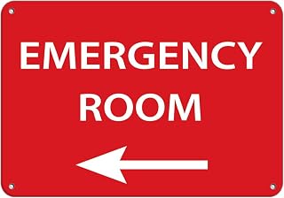 Aluminum Horizontal Metal Sign Multiple Sizes Emergency Room Left Parking Red Medical All Over Weatherproof Street Signage 14x10Inches