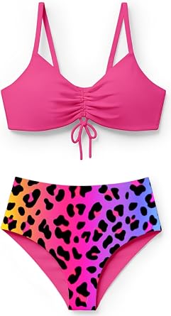 Teen Girls Swimsuits Two Piece Bikini Sets Bathing Suit with Reversible Top & Bottom Size 7-16 Years