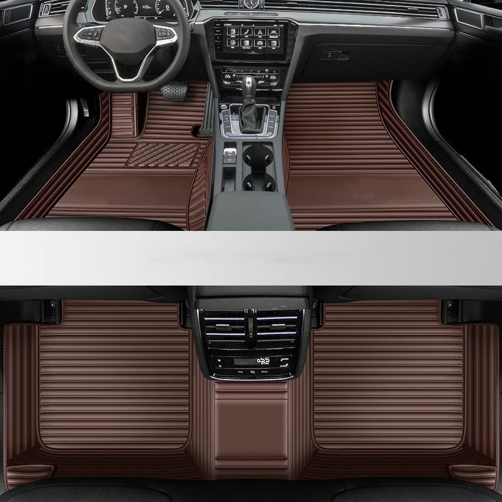 Custom Luxury Leather All Weather Car Floor Mats for 99% Sedan SUV Sports Car Men's Women's Vehicle Pads Automotive Mat (Coffer Stips)
