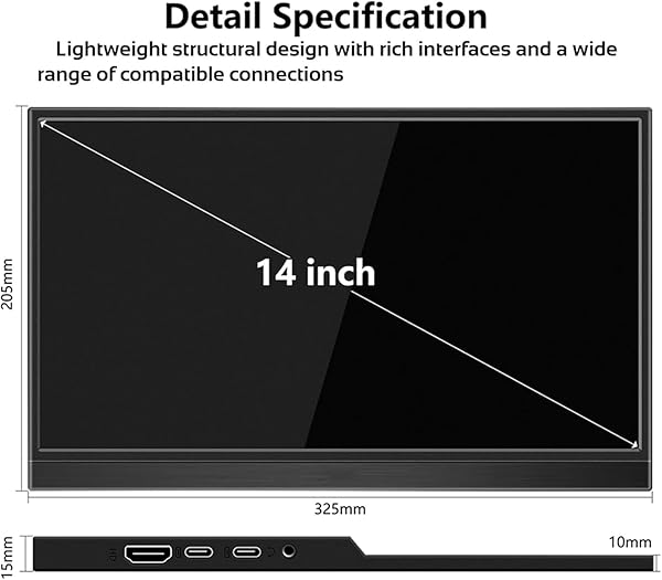 Tragbarer Monitor Touchscreen 14 Zoll FHD 1080P IPS, 10-Punkt-Touch, mit Typ C HDMI-Anschluss und Lautsprecher, versteckter LCD-Display-Stand, zweiter externer Monitor für Laptop Desktop-Telefon - 4