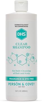 DHS Clear Shampoo for Women's and Men's Sensitive Skin, 16oz
