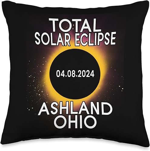 Ashland Ohio Solar Eclipse 2024 Total Solar Eclipse 2024 Ashland Ohio - Almohada de 16 x 16 pulgadas, multicolor