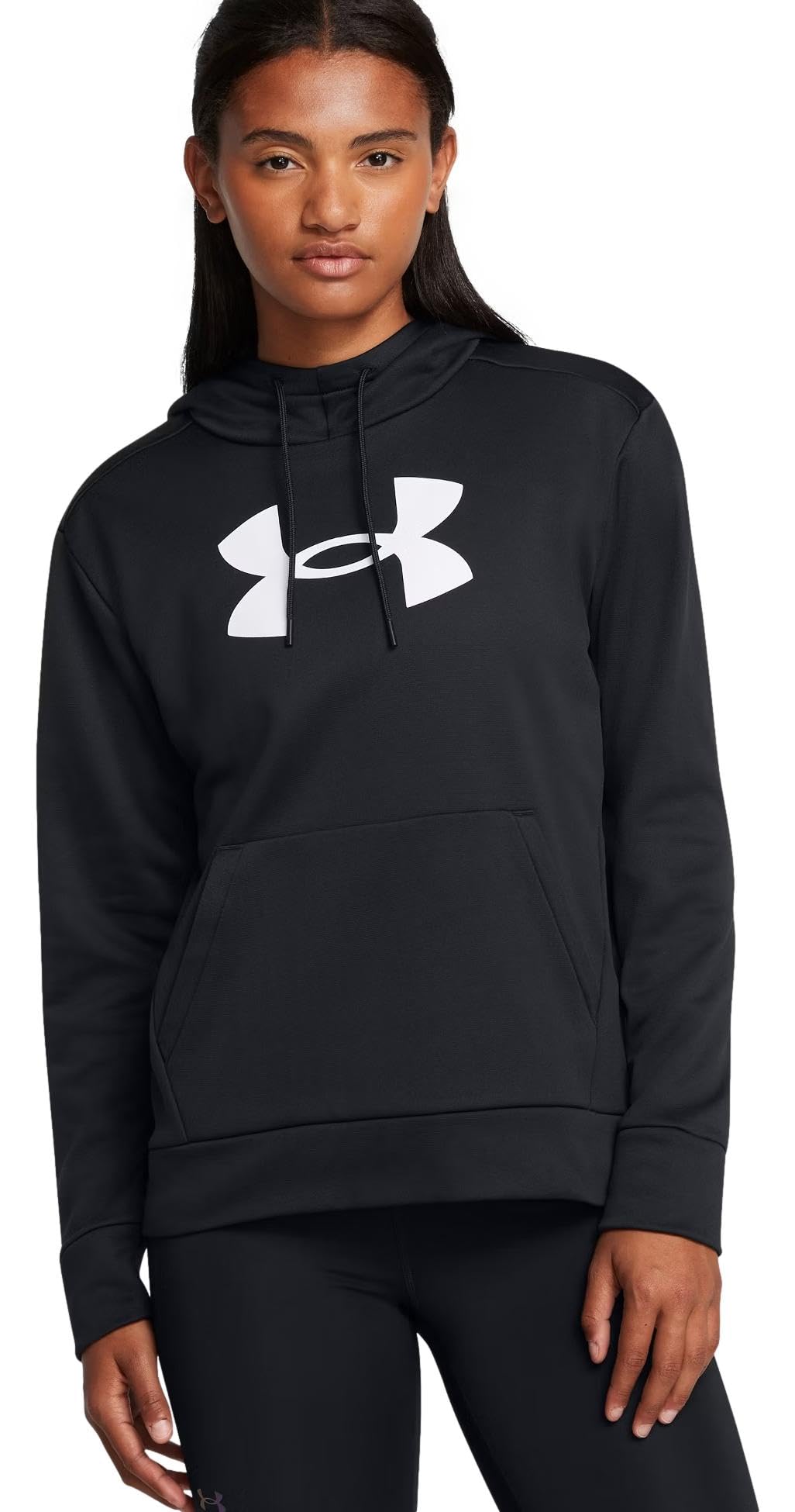 Under Armour Women's Fleece Big Logo Hoodie, Black / White - 001, Medium