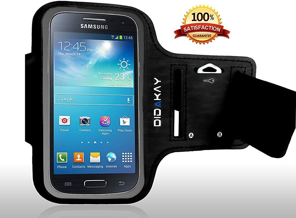 Armband for Samsung Galaxy S3 - S8 & iPhone 5-8 + Free Fitness e-Book- Water Resistant - Comfortable, Stylish Reflective Running Band Jogging, Running, Biking + Exercise - Adjustable 8"-14" Arms