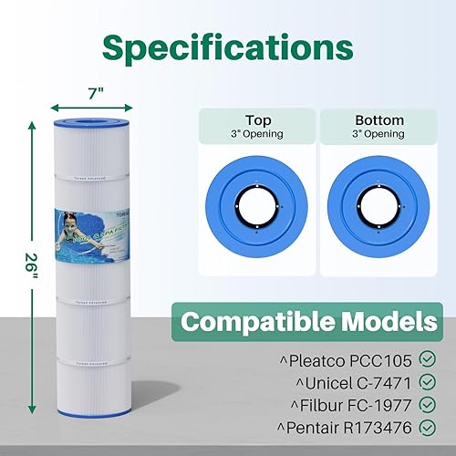Miniatura 2 de CCP420 Pool Filter Replaces Pentair Clean and Clear Plus 420, PCC105-PAK4, Ultral-A6, Unicel C-7471, R173576, Filbur FC-1977, 817-0106, 178584,