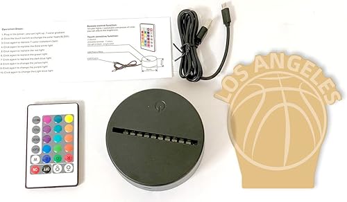 Miniatura 2 de CLORURBANLIVE Lámpara de noche de Denver de baloncesto 3D, lámpara de ilusión 3D para niños, regalo de 16 colores cambiantes, control remoto para