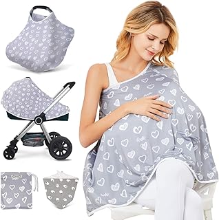 Baby Nursing Cover & Poncho - Multi-Use Privacy Cover for Baby Car Seat, Shopping Cart, Stroller
