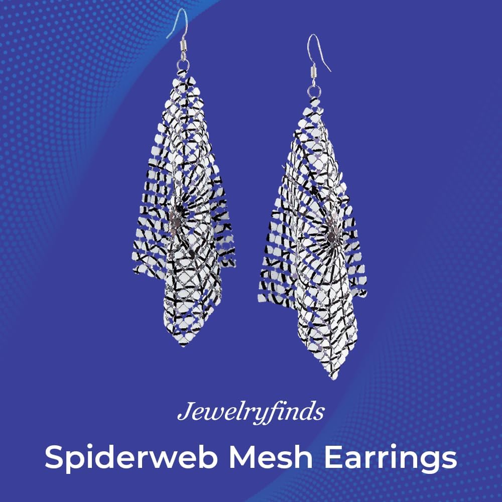 Spiderweb Mesh Earrings, Halloween Metallic Silver Drop Earrings, Jewelry for Women