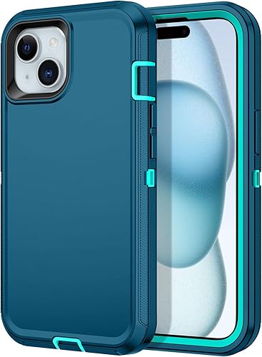 I-HONVA Funda para iPhone 15 a prueba de golpes, a prueba de polvo y caídas, 3 capas de protección de cuerpo completo sin protector de pantalla,
