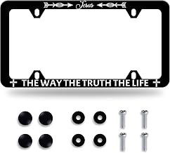 Jesus The Way The Truth The Life License Plate Frame Christianity License Plate Stainless Steel Car Accessory Personalize Funny License Plate Screws Decorative 12.3" X 6.3" Women Men