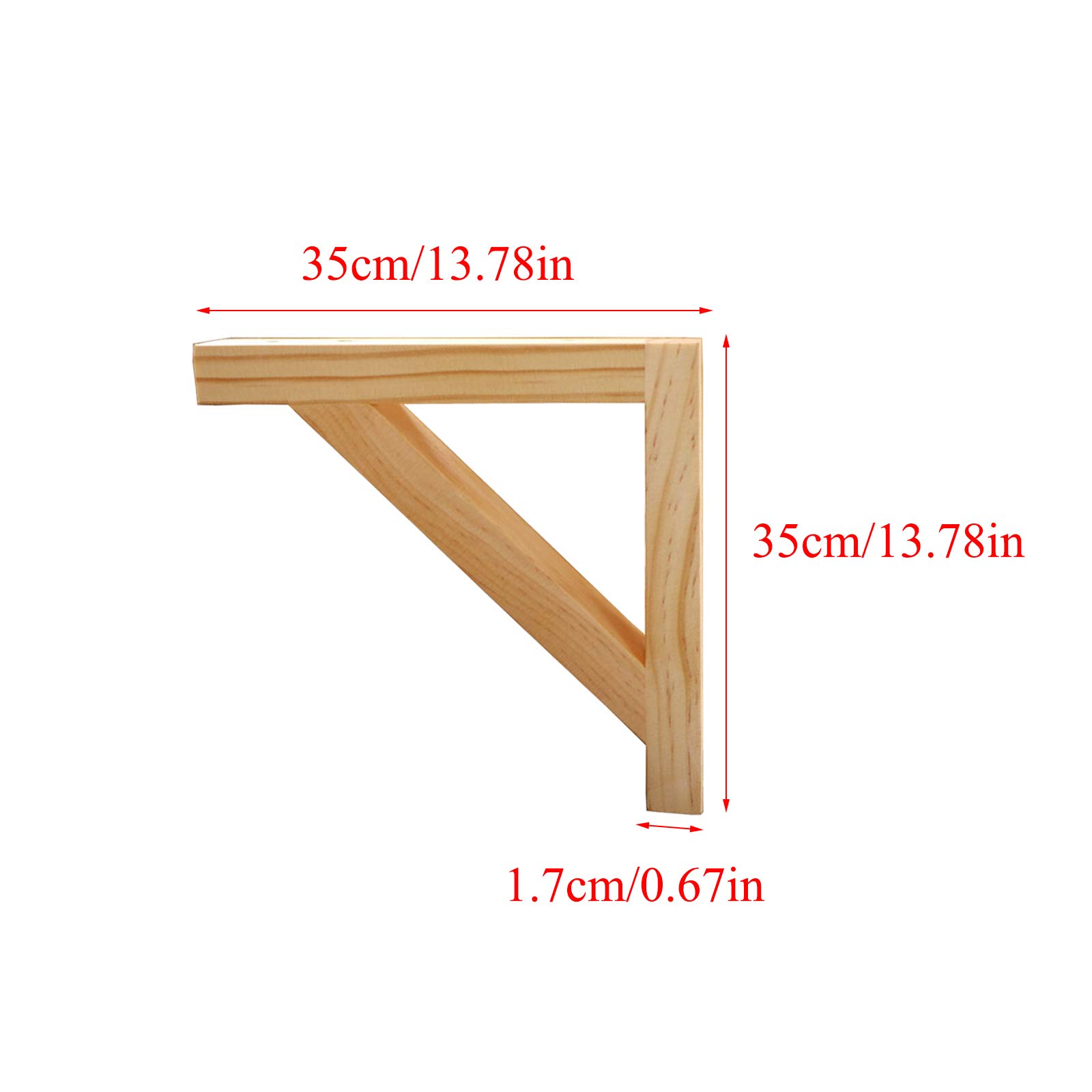 90 Gradi Supporti Angolo Staffe per Mensole,Legno Massiccio Mensola aTriangolo Staffa per Mobili,Decora la Cucina,Bagno,Diy Mensola Legno,con Viti,2 Pz (35cm/13.78in)