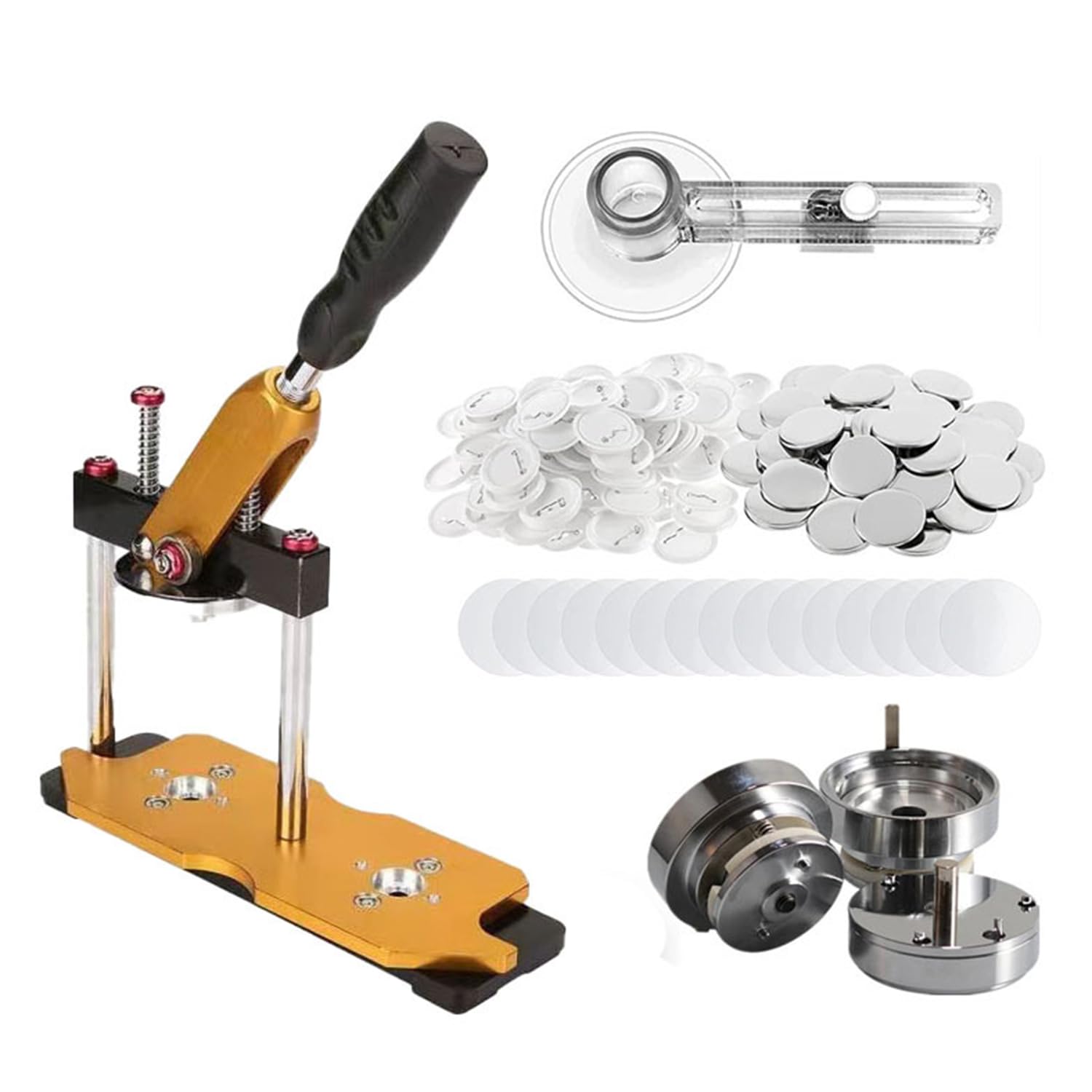 GTHTUHFD Button Badge Maker,Diy Badges Set For Custom Button Maker,Rotary Badge Machine,With 100 Pcs Button Parts+Circle Cutter+Mold,58mm