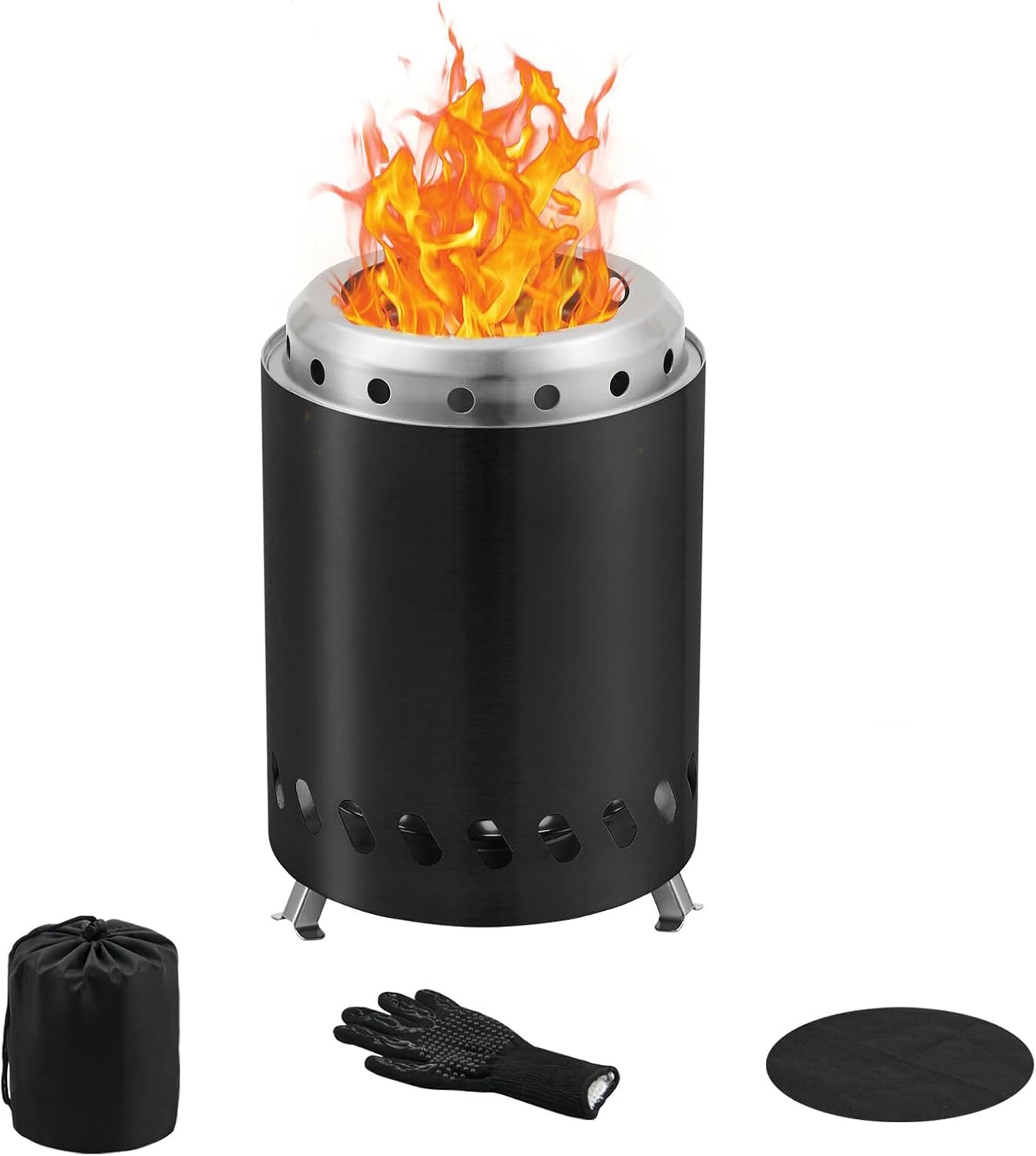 BRIAN & DANY Tabletop Solo Fire Pit with Stand, Smokeless