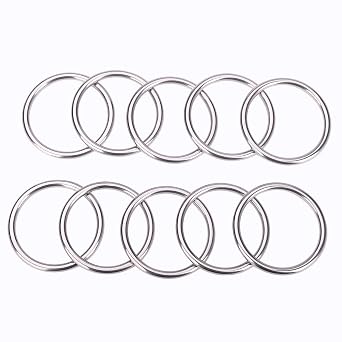 10 Pcs Metal O Rings 2 Inch Heavy Duty 304 Stainless Steel Welded O Ring Multi-Purpose O-Ring for Macrame, DIY Crafts, Hardware, Bags, Camping Belt, Dog Leashes, Keychain, Purse.