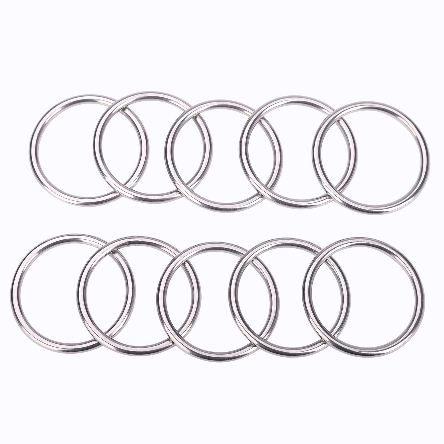 10 Pcs Metal O Rings 2 Inch Heavy Duty 304 Stainless Steel Welded O Ring Multi-Purpose O-Ring for Macrame, DIY Crafts, Hardware, Bags, Camping Belt,