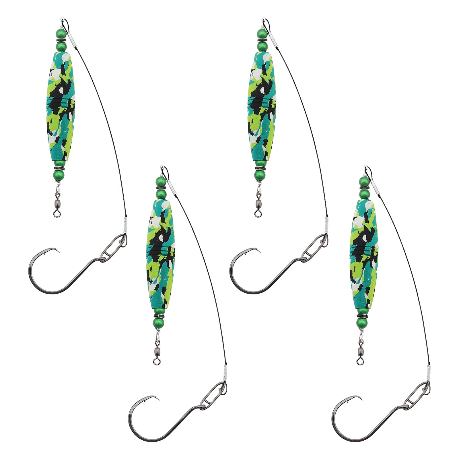 OriGlam 4pcs Catfish Float Rigs Fishing Bobbers, Popping Corks Catfishing Equipment Tackle Combo, EVA High Buoyancy Catfish Float Rigs with Steel Wire and Circle Hooks (3 inch)