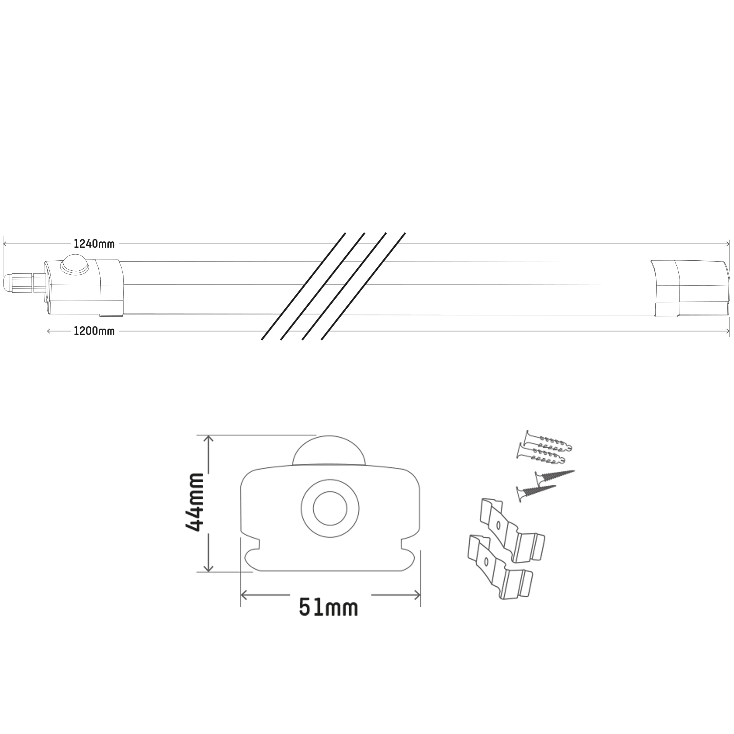 Proventa 4x LED Feuchtraumleuchte 120cm 36W 4100 Lumen neutralweiß IP65 Feuchtraumleuchte LED mit Bewegungsmelder Wannenleuchte Feuchtraumlampe Deckenleuchte Keller Garage Werkstatt Außenbeleuchtung