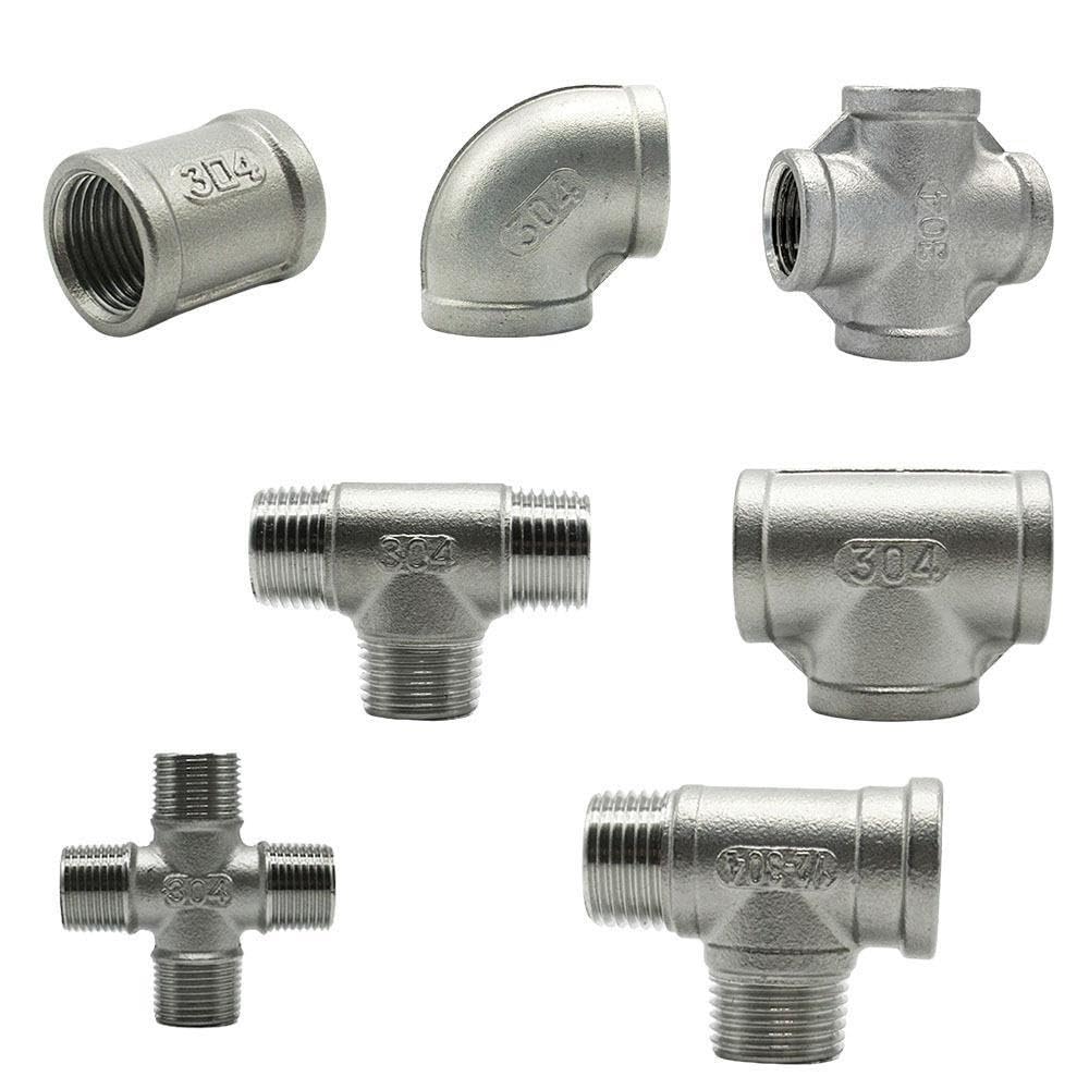 1 Uds. Accesorios de tubería BSP de acero inoxidable 304 adaptador a tope de acoplamiento de codo cruzado de 4 vías/3 T 1/4 "1/2" 3/4 "1" 1-1/2 "2"(4-Way Male Thread,1-1/4")