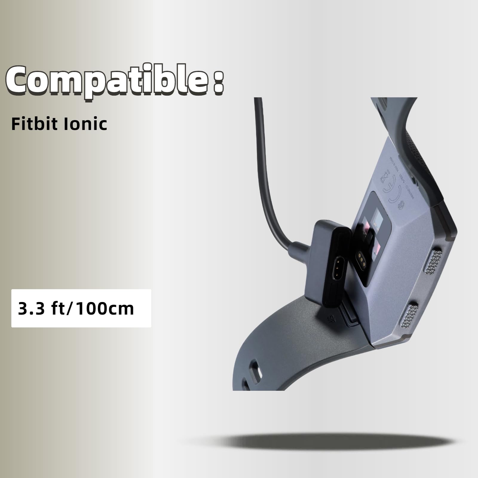 QHBAMD Charger Cable Compatible for Fitbit Ionic Smart Watch, USB A Replacement Charging Cable Cord Accessories 3.3ft