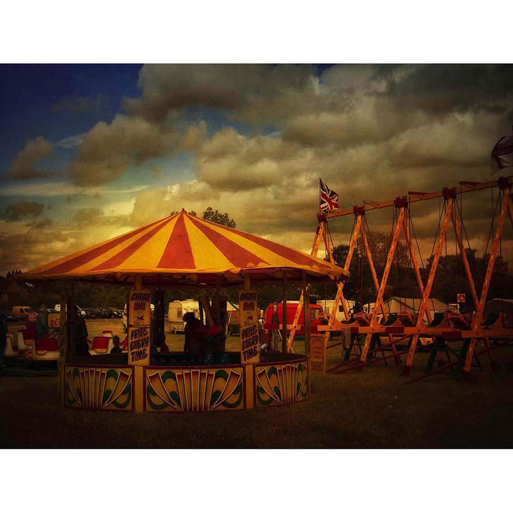 Wee Blue Coo Photography Composition Fairground Stall Ride Flag Cloudy Art Print Poster Wall Decor 12X16 Inch