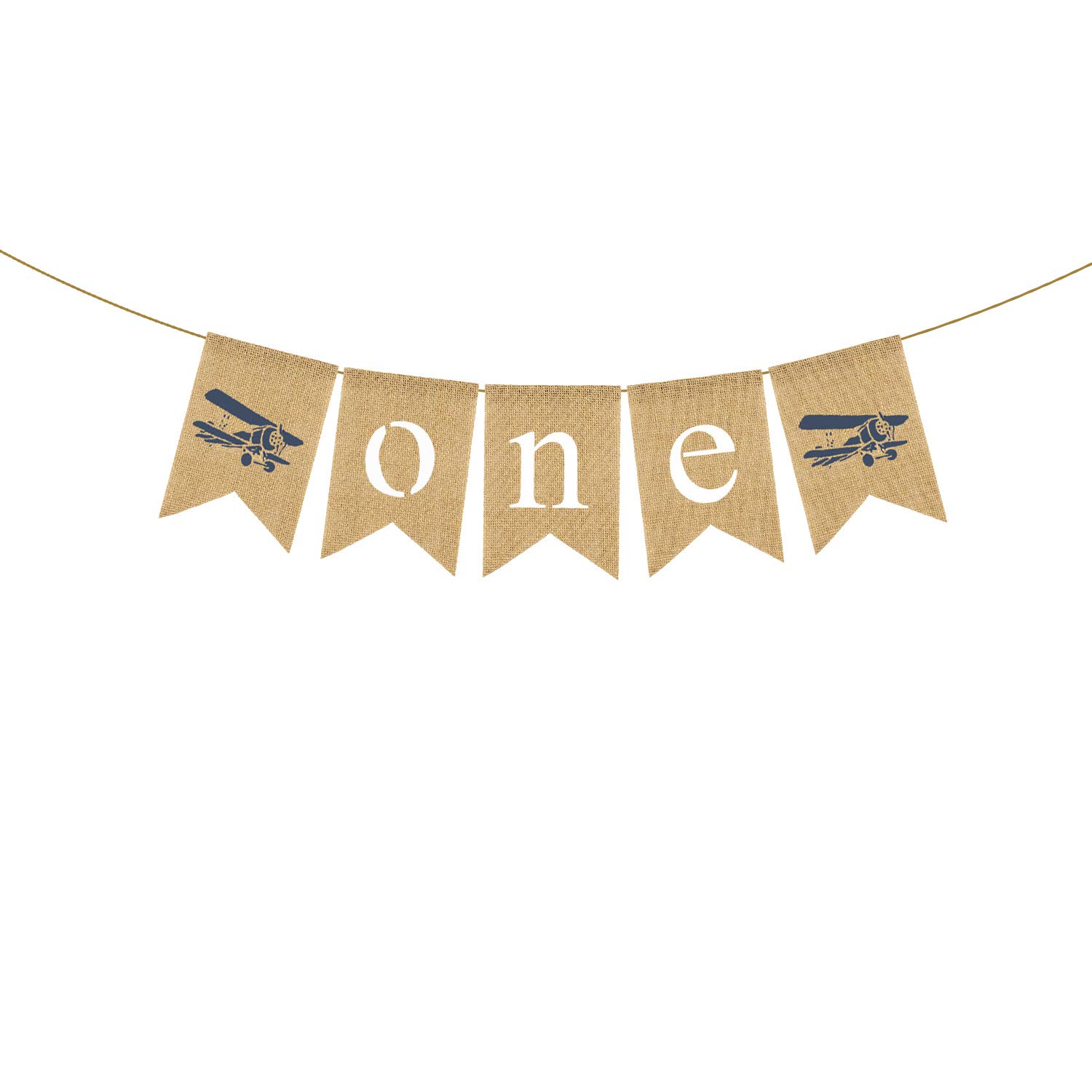 Rainlemon Jute Burlap Airplane Theme One High Chair Banner Boy 1st Birthday Party Highchair Decoraiton