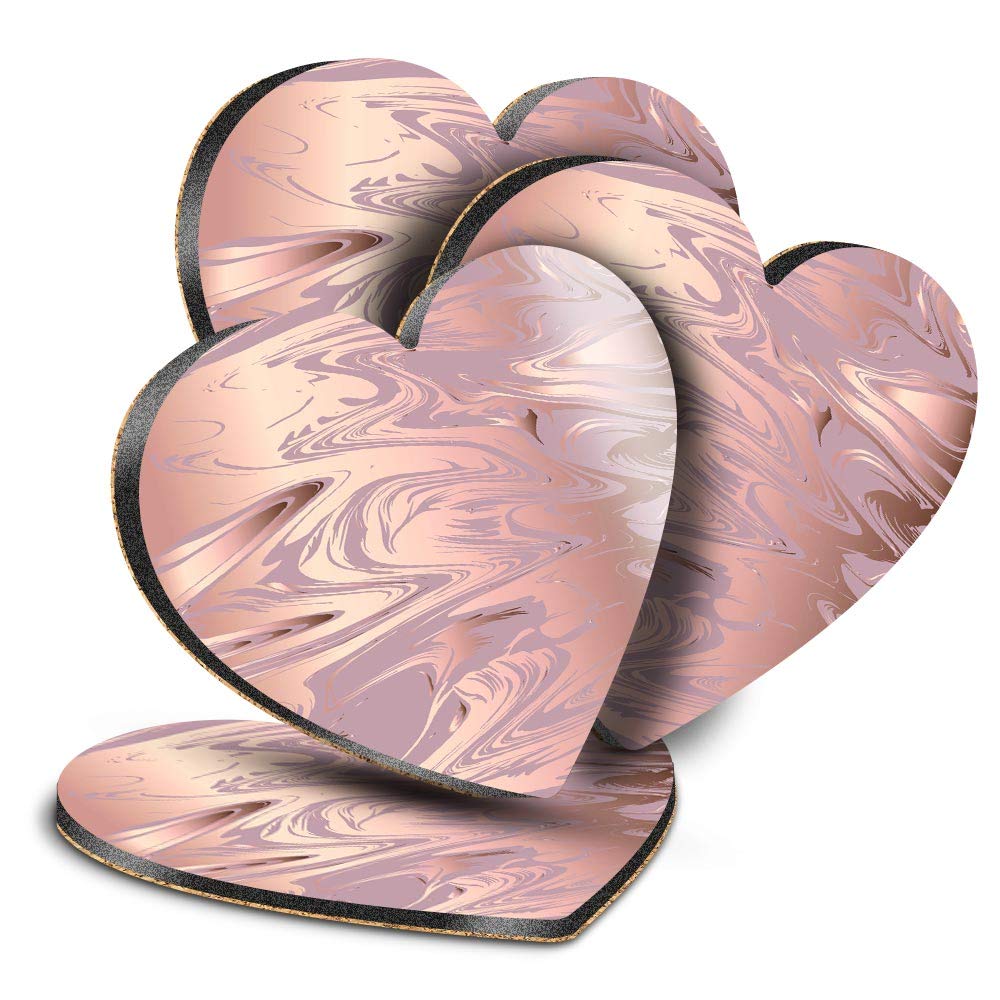 Destination Vinyl Ltd Coaster 17 Great Coasters (Set Of 4) Heart - Rose Gold Marble Pattern Pretty Drink Glossy Coasters/Tabletop Protection For Any Table Type #24125