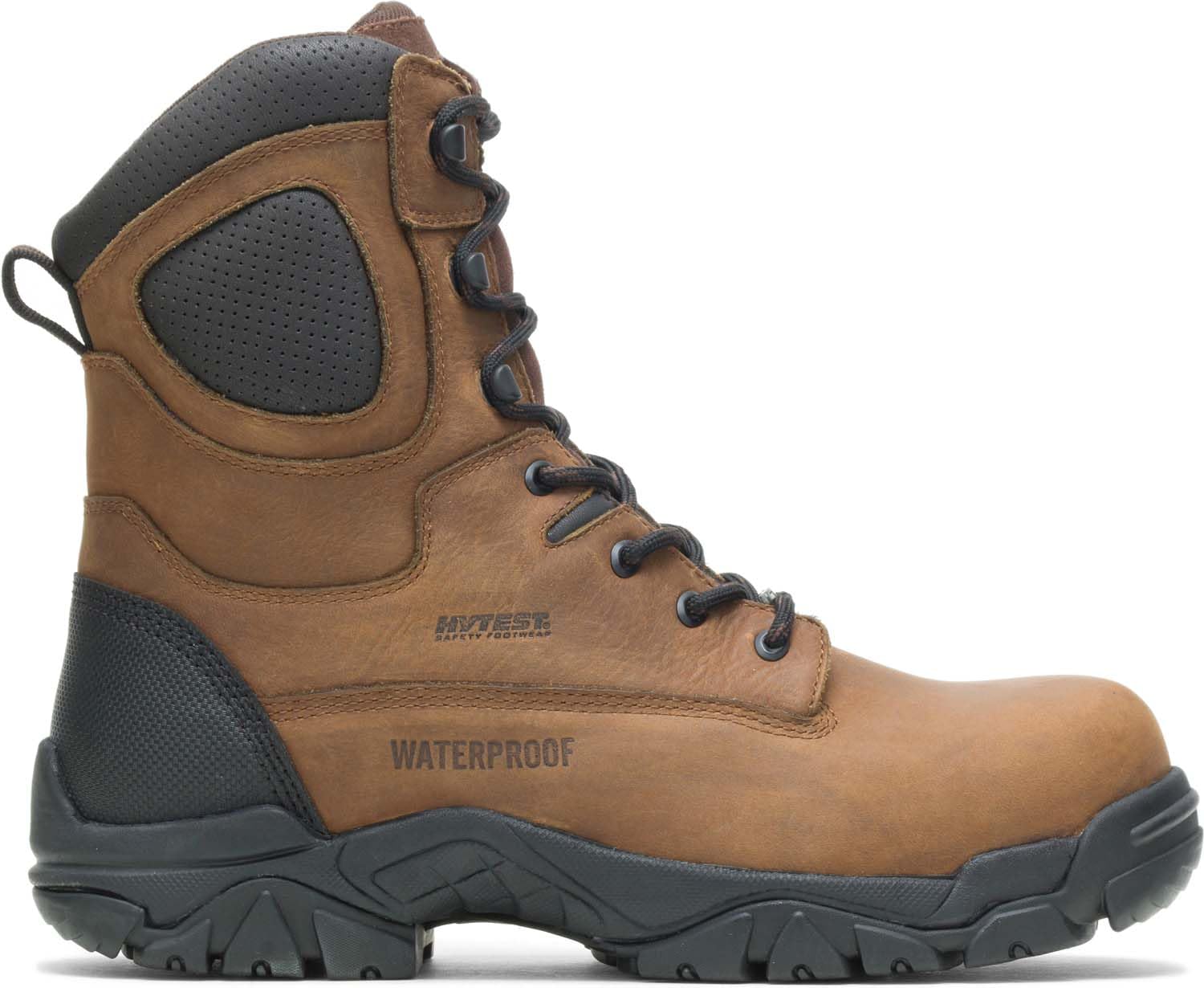 Hytest Brown Electrical Hazard, Composite Toe, Waterproof, Insulated, Puncture Resistant Unisex 8 Inch Stealth Boot (9.5 W)