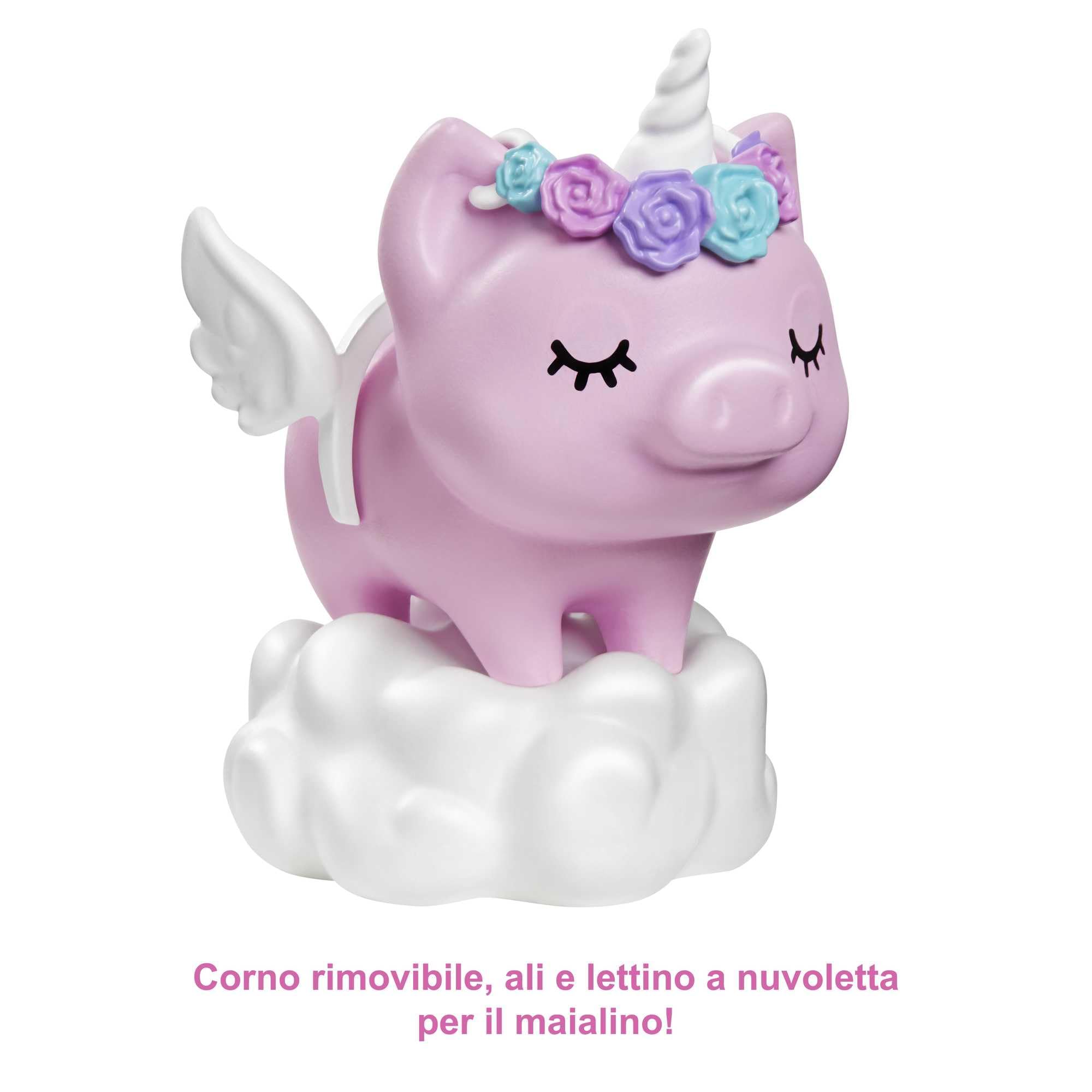 Barbie Extra n.3 - Bambola Snodata con Pelliccia Rosa e Maialino-Unicorno - 15 Accessori - Look Fashion con Ciocche Rossa - Regalo per Bambini 3+ Anni, GRN28
