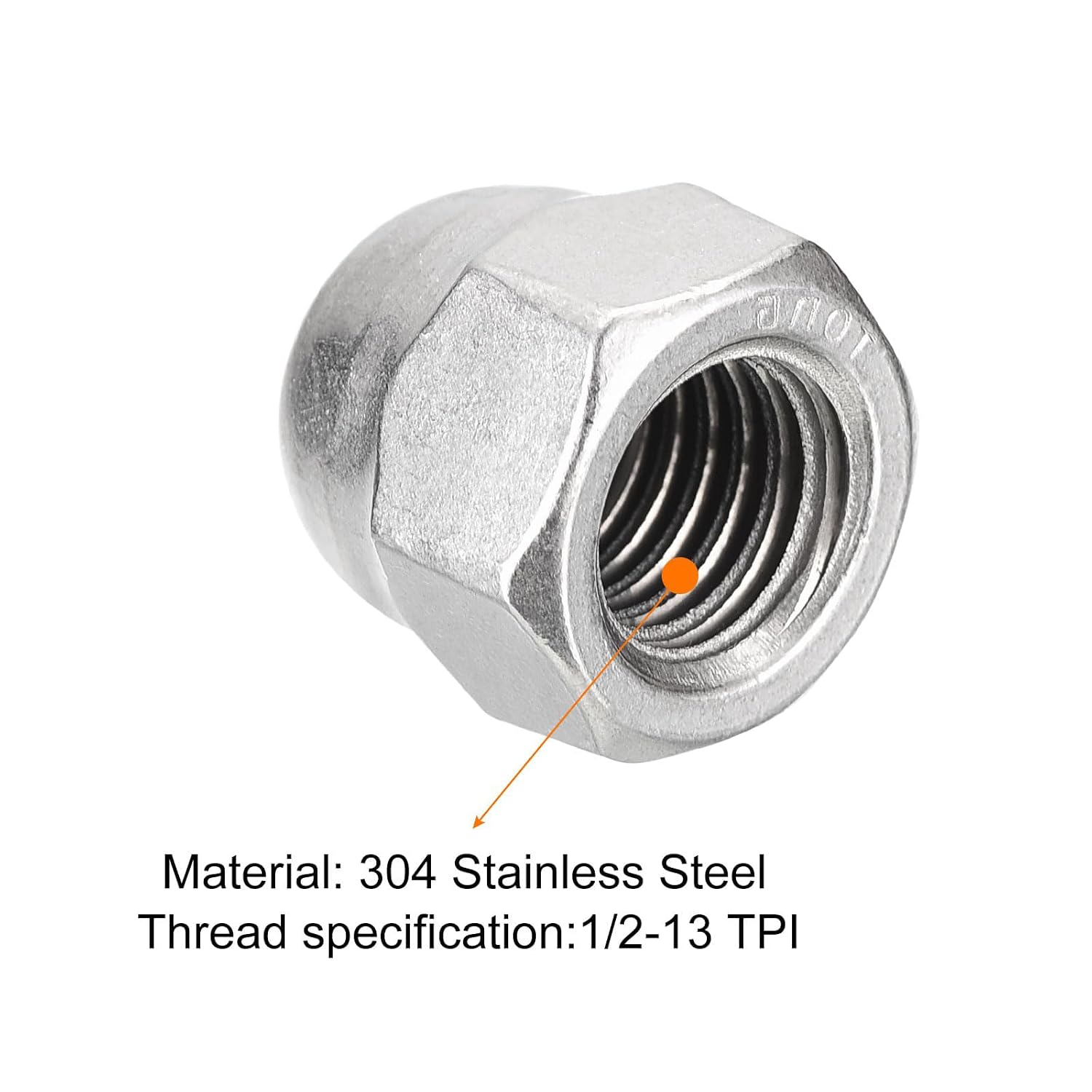 1/2-13 Acorn Cap Nuts,10Pcs 304 Stainless Steel Hardware Nuts, Acorn Hex Cap Dome Head Nuts for Fasteners (Silver)