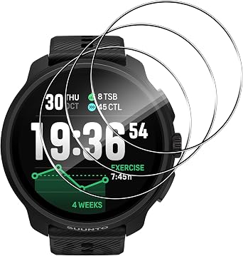Pack of 3 Screen Protectors Compatible with Suunto Race 2 for Tempered Glass 9H Hardness HD Screen Protector Anti-Scratch Protective Glass Anti-Bubble Tempered Glass Film - Transparent
