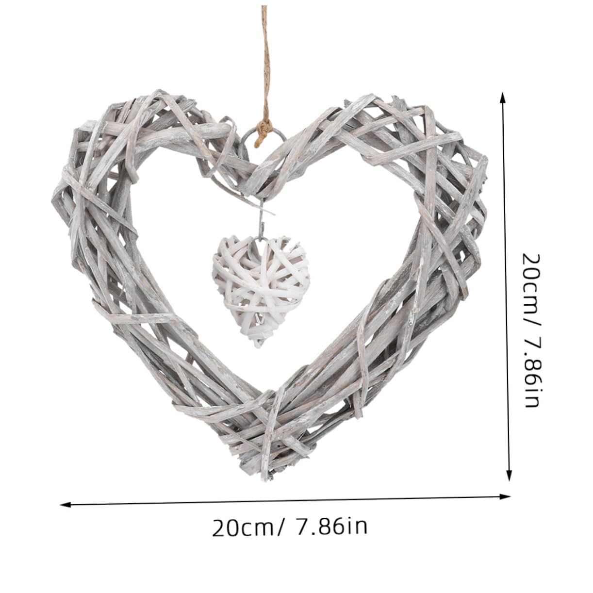 TOPBATHY 4stücke Herzkranz Aus Rattan Und Spitzengewebe Wandkranz Für Hochzeit Party Schlafzimmer Und Event-Dekoration Leicht Aufhängbar Elegant Und Langlebig