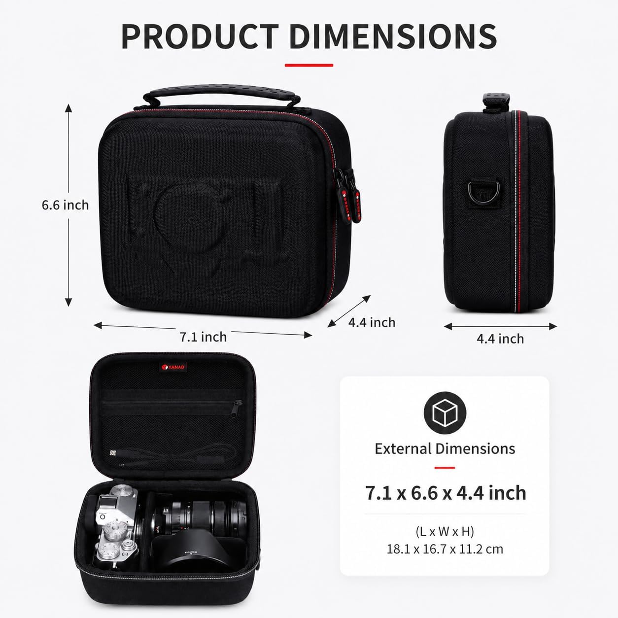 XANAD Hard Case for Fujifilm X100VI/XT30 III/XM5/XT5/XE5/XT50 Camera,Black | Travel Carrying Bag for Fujifilm XT50 / XT30 II / XH2S / XT30 / XT20/X100v Mirrorless Digital Camera with Shoulder Strap 4