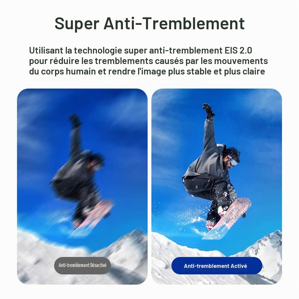 Camescope 4K, Camnoon Caméscopes 4K Monté sur la Tête Caméra d'action 30FPS, Ultra Grand Angle 120°/Fonction Anti-Shake/Connexion WiFi/Contrôle APP, pour l'Enregistrement Vidéo à la Première Personne