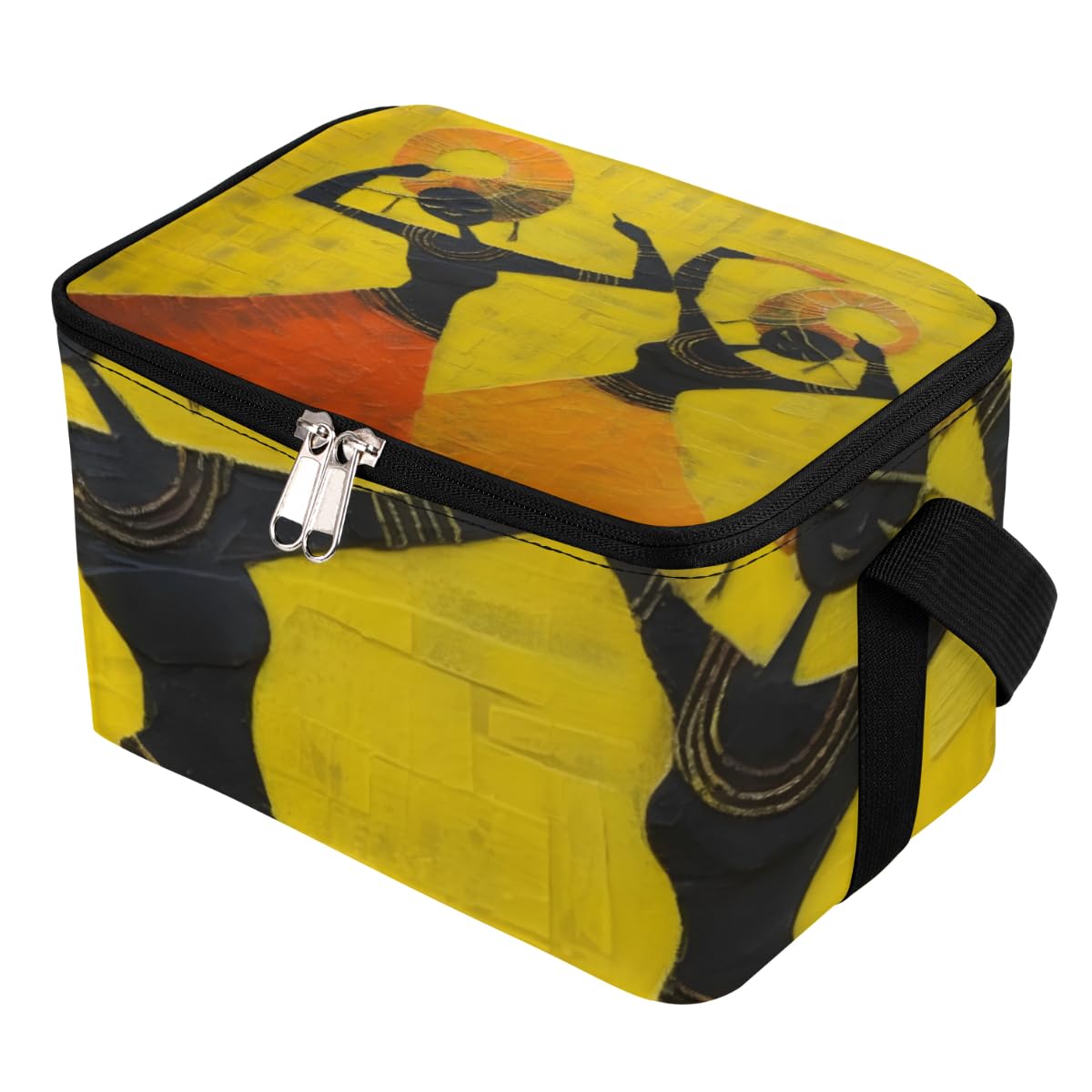 GzLeyigou Lunch Bags for Women Men 9 Cans,Africa Woman Hot & Cold Food Delivery Bag Insulated Grocery Bag Insulated Lunch Box Woman Cooler Bag for Office Work Picnic Beach