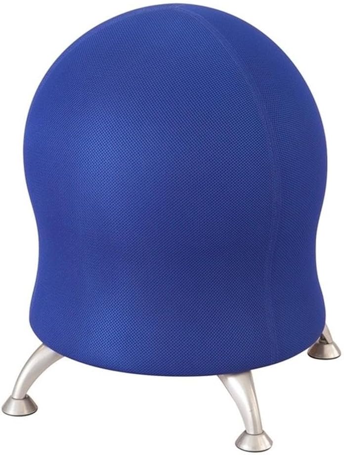 Pemberly Row Modern Ball Chair, Blue Mesh Finish, 22.5 x 22.5 x 17.5 in, Powder-Coated Legs, Stationary Glides, Anti-Burst Design, Active Seating for Office or Home, Promotes Posture and Core Strength