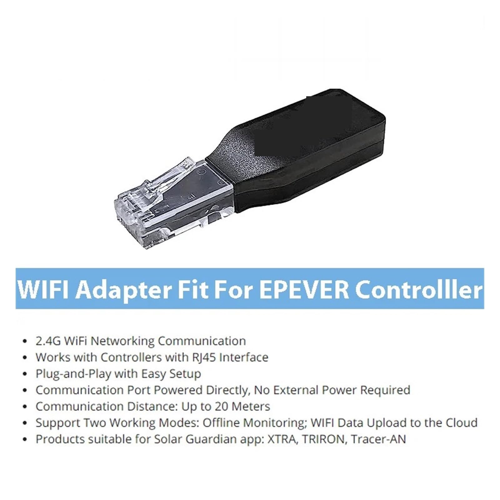 Regolatore di carica solare, Adattatore WiFi For Regolatore Di Carica Solare MPPT Monitoraggio A Comunicazione WiFi2.4G RJ45 D Tramite App For Telefono Cellulare