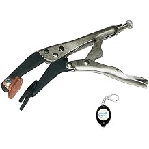 Steck Manufacturing Plugweld Pliers 23230 - Welding Pliers With Copper Alloy Backing, Locking Auto Body Tools - Bundle With Keychain