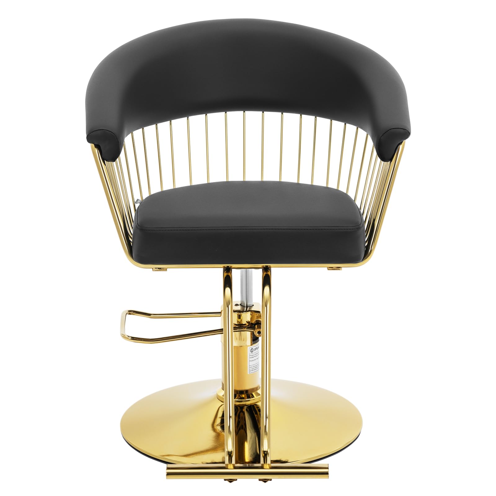 Physa Friseurstuhl mit Fußstütze golden schwarz 360° drehbar Edelstahl Kunstlederbezug 200 kg Barberstuhl höhenverstellbar
