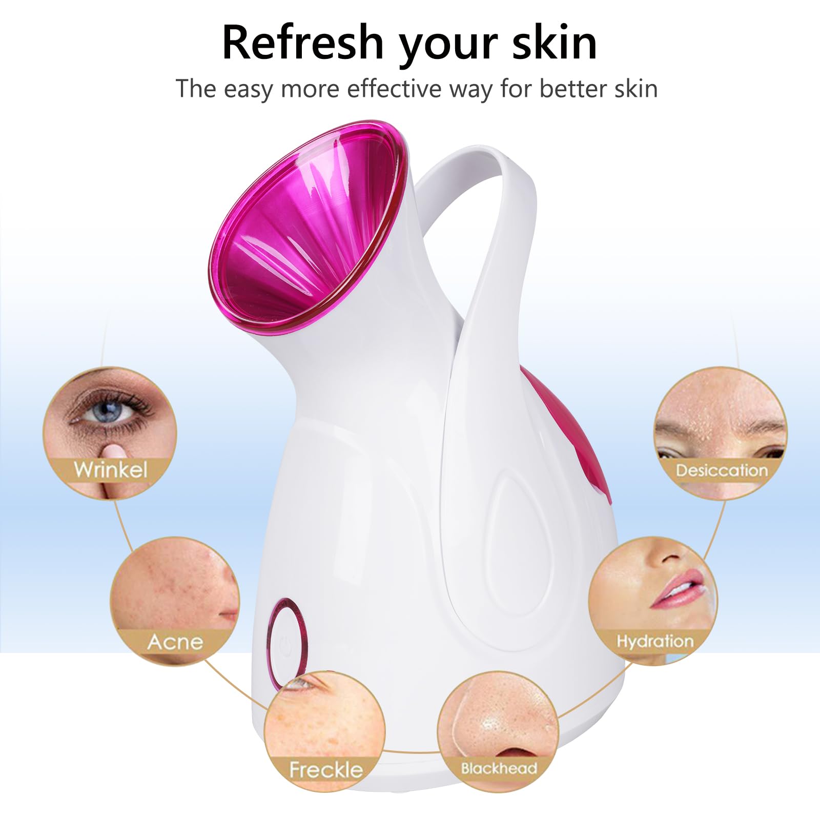 Vaporizador Facial Blanco para Sauna y Spa, Limpieza Facial, Spray Nano Ionic, Humidifier Steamer, Limpieza Profunda de Poros y Espinillas