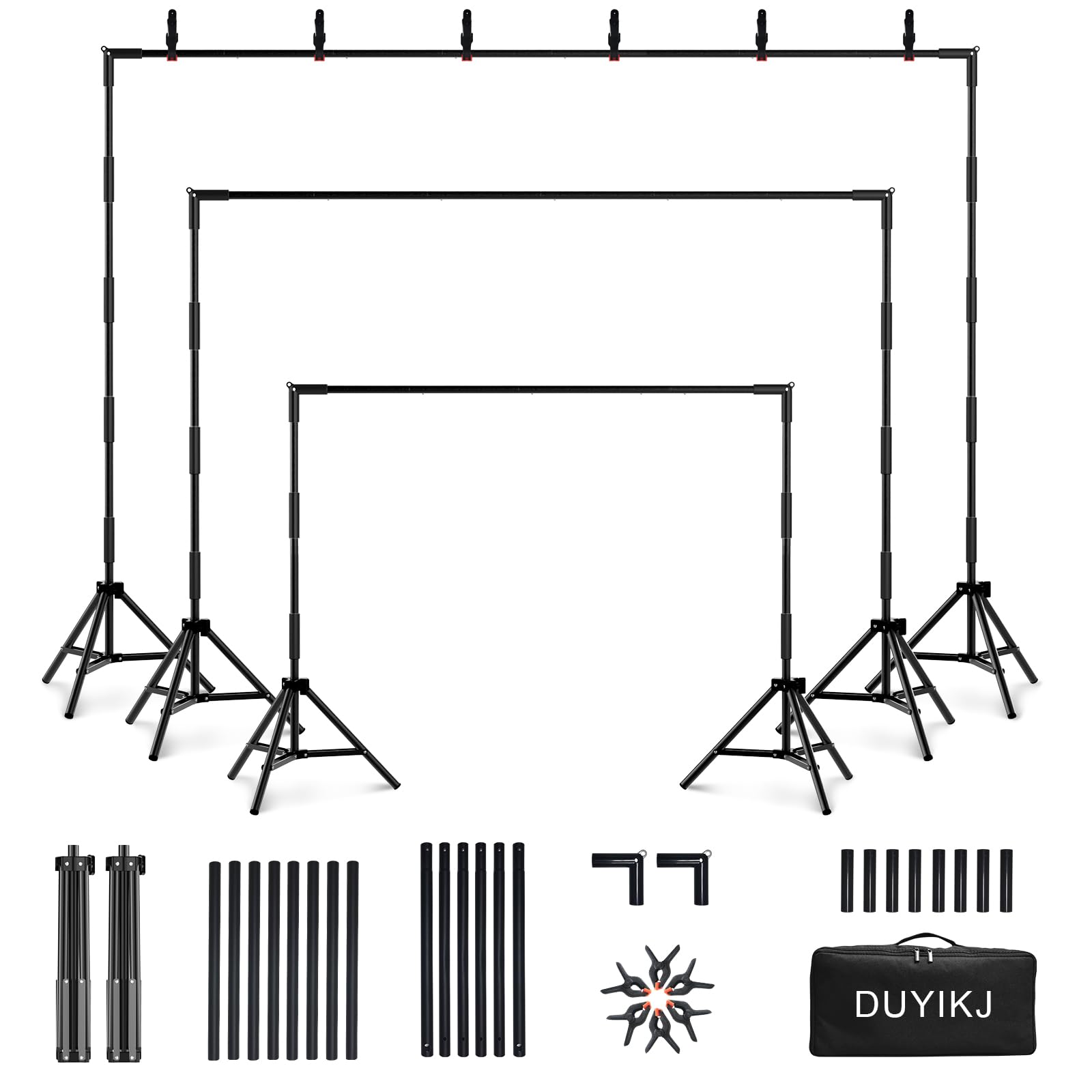 DUYIKJ Photo Backdrop Stand, 7.5x7.5FT Photo Studio Adjustable Background Stand,Portable Photography Backdrop Stand Kit with Carrying Bag for Parties,
