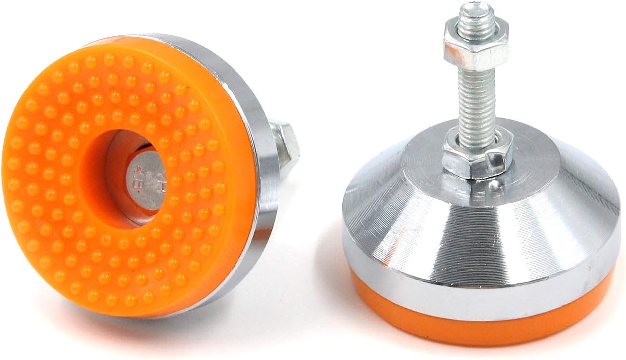 T Tulead 2PCS Adjustable Table Leg Leveler Feet 2.3" Diameter Carbon Steel Self Leveling Feet with Locking nut 800 LB Capacity - for Workbench, Machine, Cabinet & Heavy Duty Applications