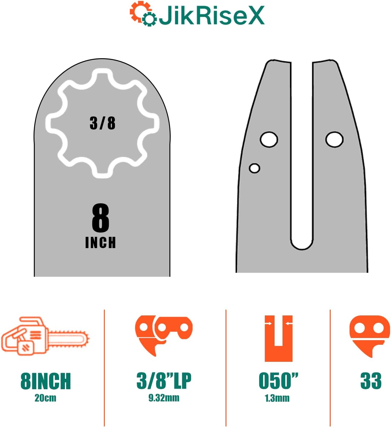 8 Inch Chainsaw Guide Bar and Chain Combo,Pole Saw Replacement Parts For RYOBI P4360,P4361, P5453,RY43161,For Greenworks 20672,For CHICAGO 68862, For Portland, For Oregon S33and more(3 Chains+1bar)